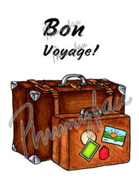 Resväskor + Bon voyage text
