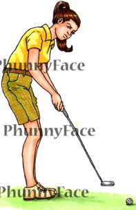 Anna spelar golf